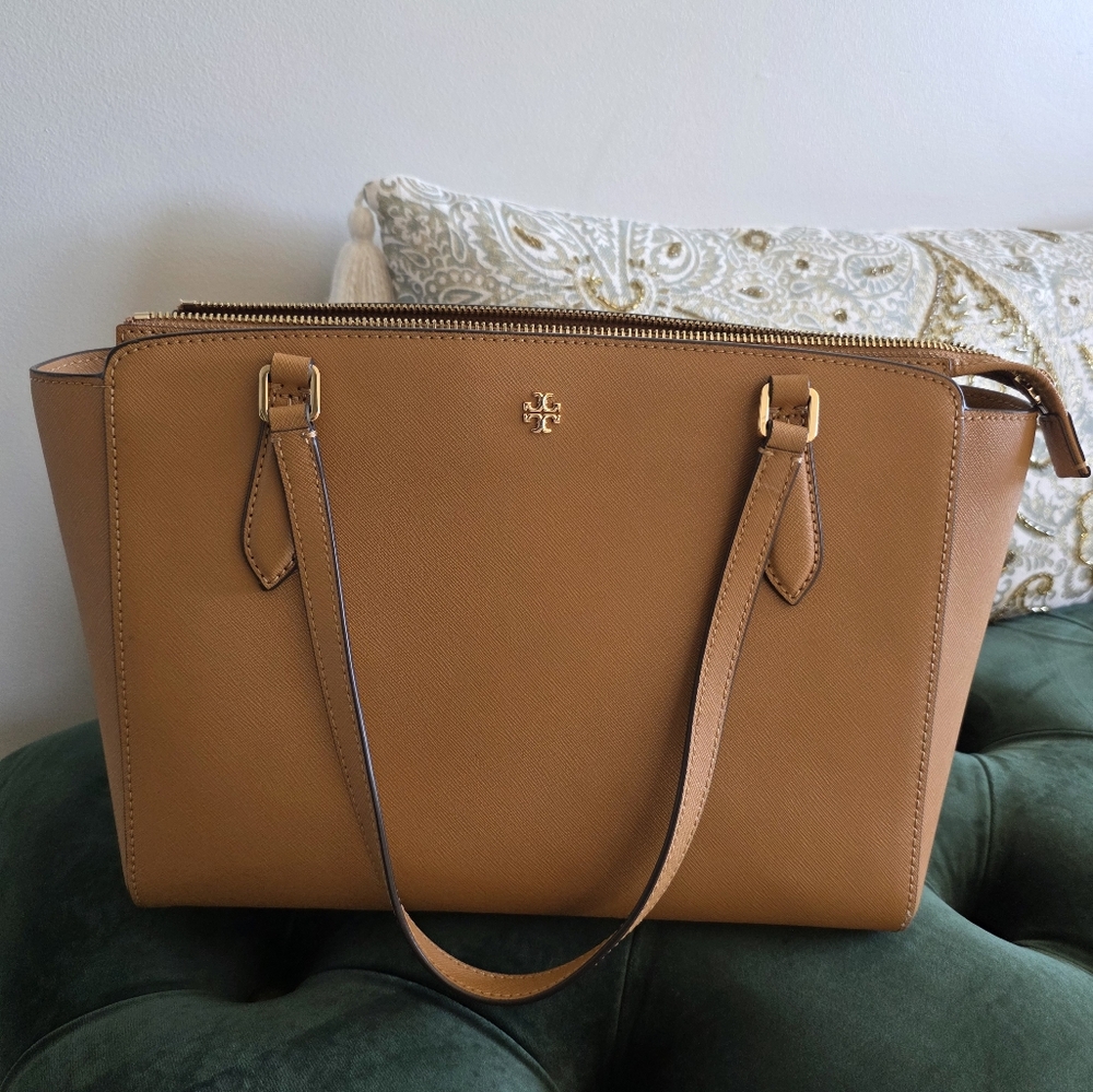 Tory Burch Camel Leather Tote Bag